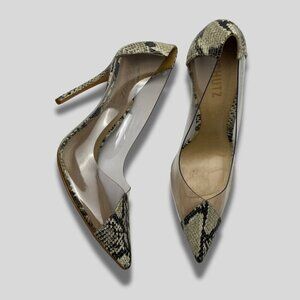 SCHUTZ Cendi Snake Print & Clear Pumps Size 10